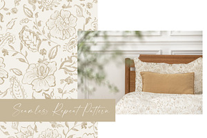 Watercolor Paisley Pattern - Beige