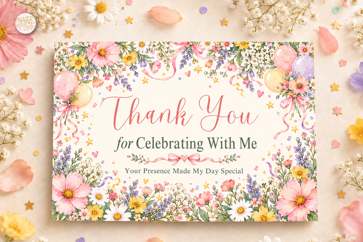 Wildflower Birthday Thank You Canva, a Marketing Template by KennedyStudio (Photo 2 of 6)