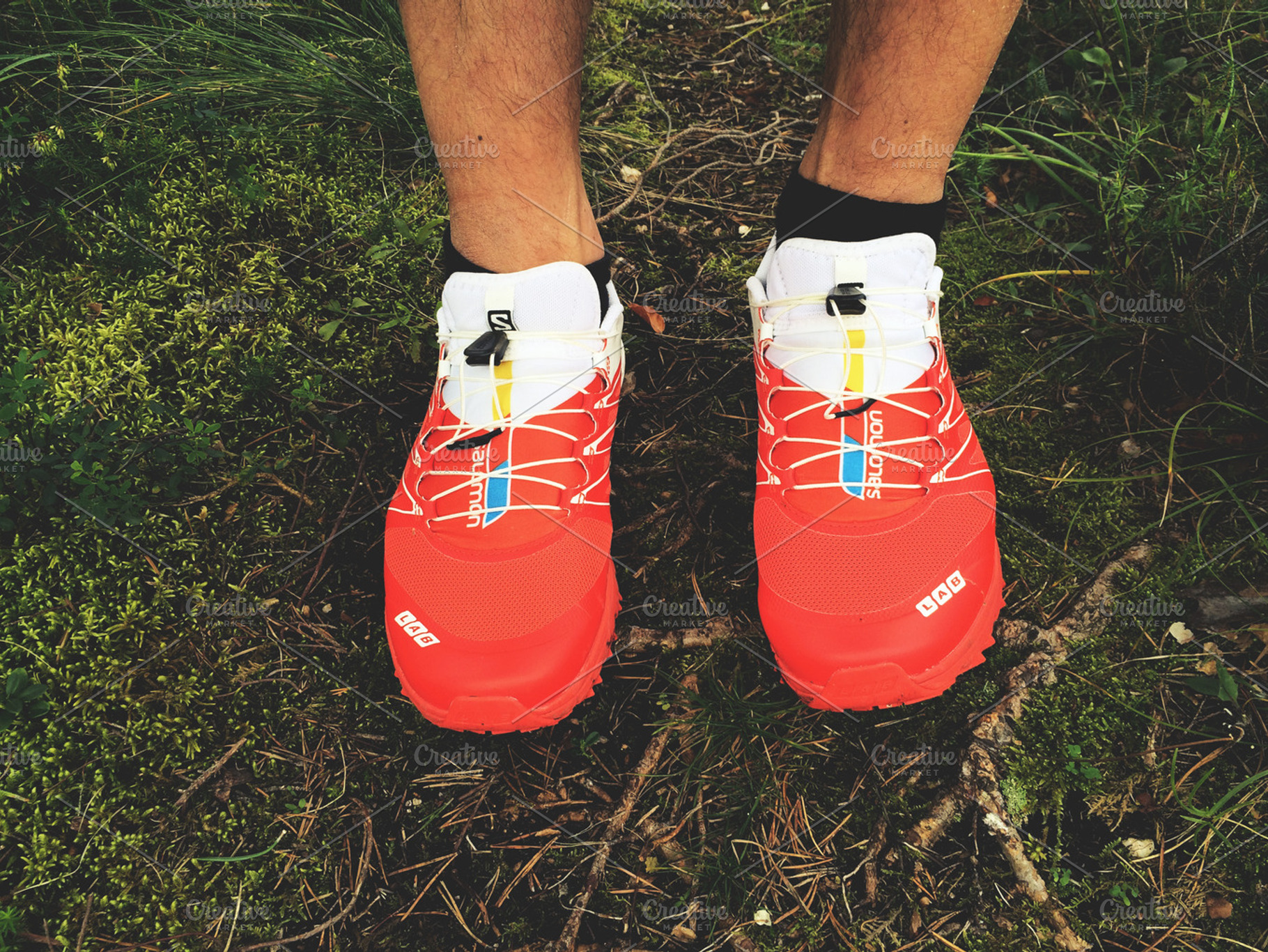 Running shoes in the forest containing run, running, and hipster