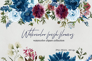 PNG Files Watercolor Fresh Flowers 1