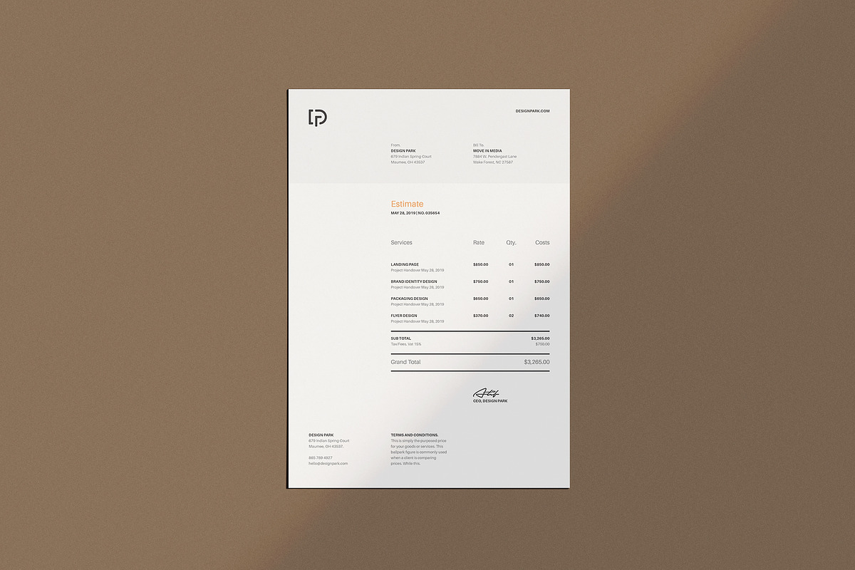 Invoice | Estimate | Business Card, a Stationery Template by AyshaCanvas (Photo 6 of 7)