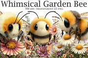Whimsical GardenBee Clipart, a Seasonal Illustration by Designworld (Thumbnail 1 of 10)