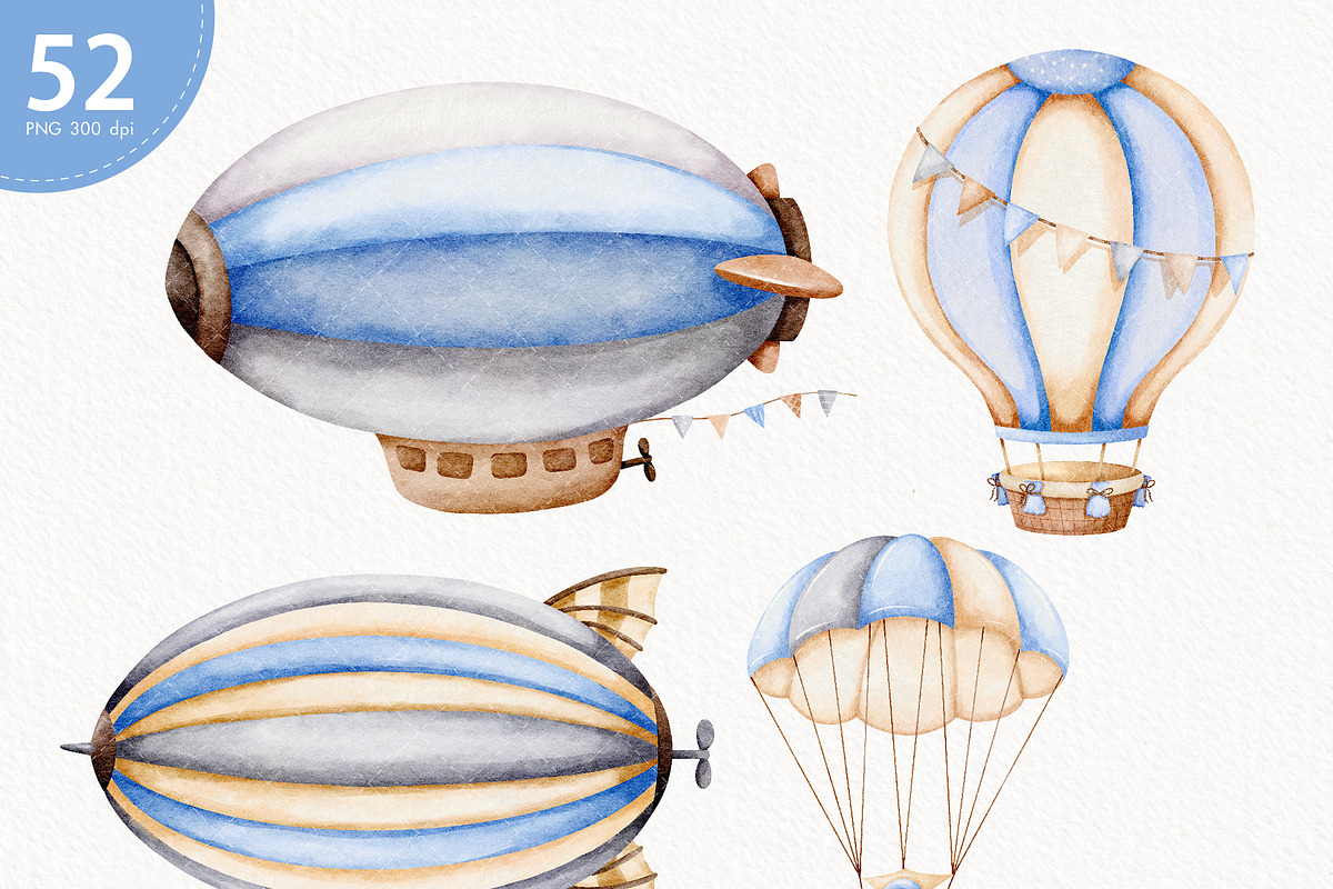 Watercolor Air Transport Clipart, a Transportation Illustration by TitaLivingArt (Photo 4 of 10)