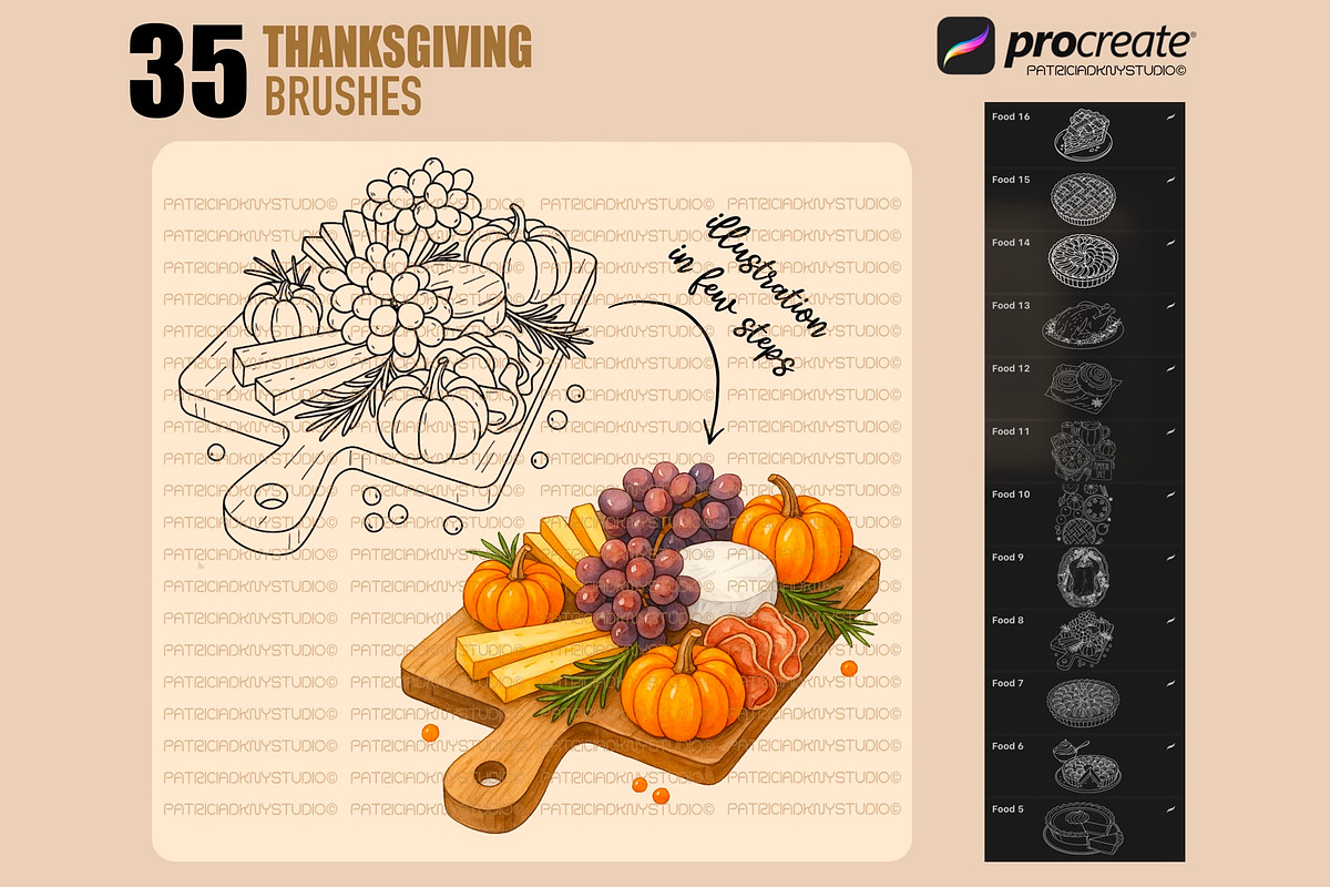 Thanksgiving brushes for Procreate, a Brush Add-On by PDknyStudio (Photo 5 of 5)