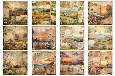 Vintage Countryside Golden Sunrise