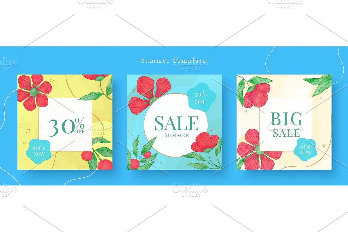 Floral Summer Sale Template Set, a Card Template by TotallypicRF