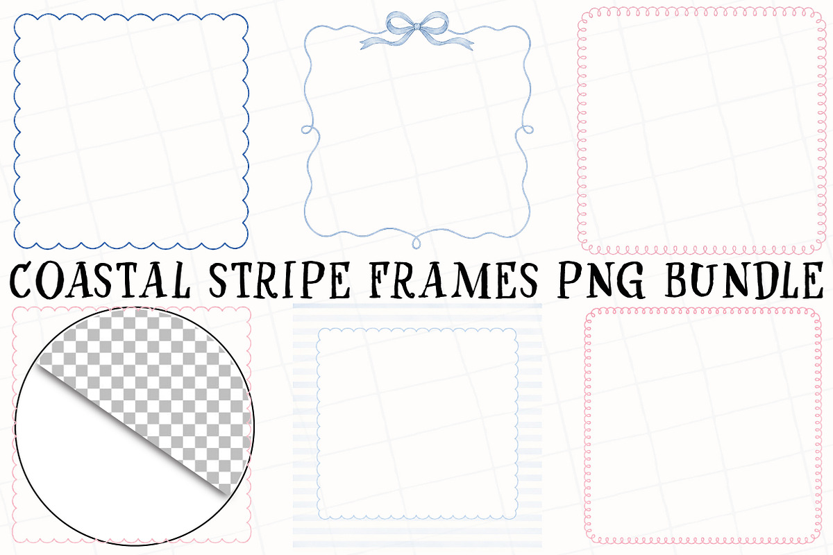 Coastal Stripe Frames PNG Bundle, a Seasonal Illustration by OK Design (Photo 2 of 6)