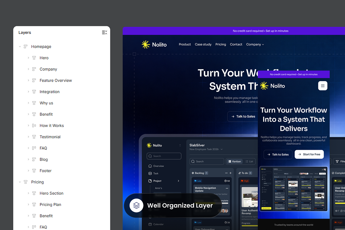 Nolito - SaaS Task Management, a Landing Page Template by SLAB! Design (Photo 2 of 5)