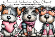 Whimsical Valentine Dog Clipart, an Illustration by Black Bird Studio (Thumbnail 1 of 6)
