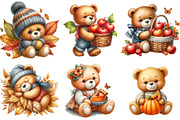 Autumn Teddy Bear Clipart, an Illustration by Watercolor design (Thumbnail 2 of 4)