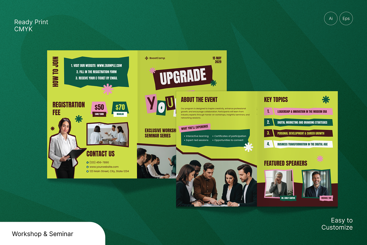 Workshop And Seminar Bifold Brochure, a Brochure Template by Annora Studio (Photo 1 of 6)