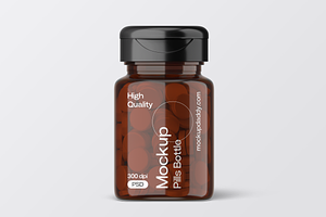 Mini Pill Bottle Mockup with Cap, a Cups & Container Mockup by Mockupdaddy