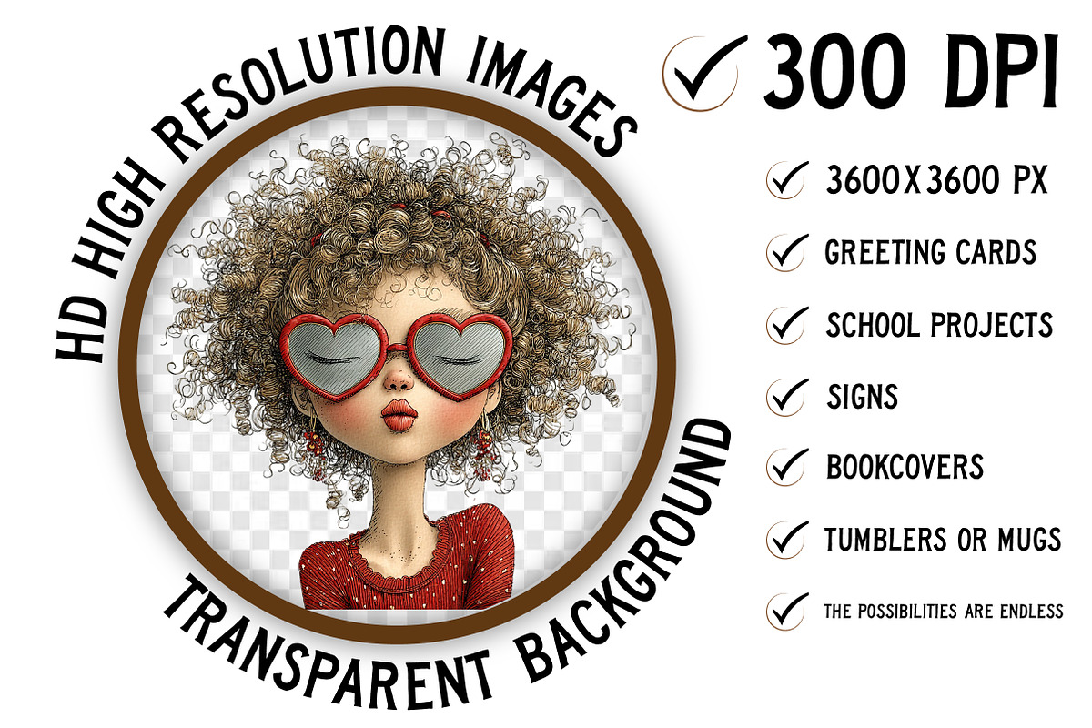 Quirky Valentine Girl Clipart, an Illustration by Craft Nest (Photo 2 of 10)