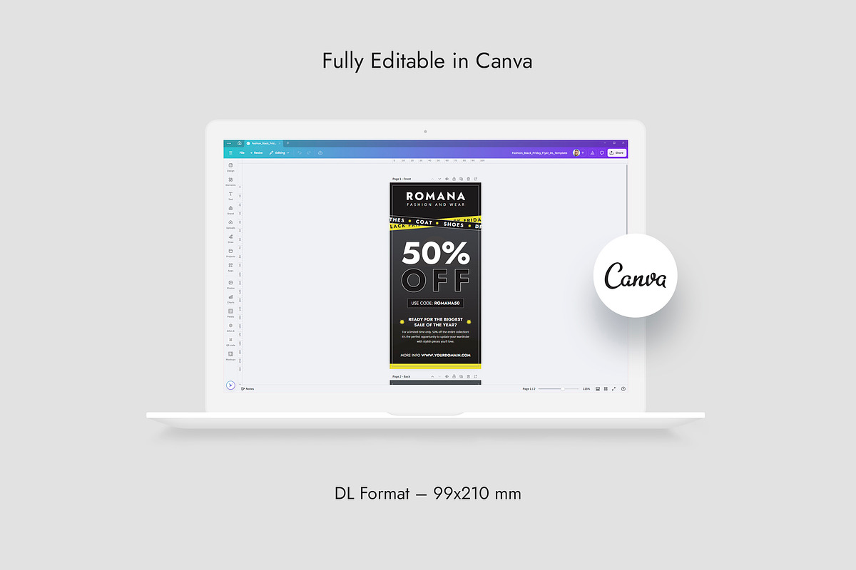 Fashion Black Friday Flyer DL Canva, a Flyer Template by artbart (Photo 7 of 7)