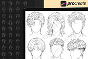 180 Male Hair Procreate Stamps, a Brush Add-On by DrawingStoryShop (Thumbnail 6 of 6)