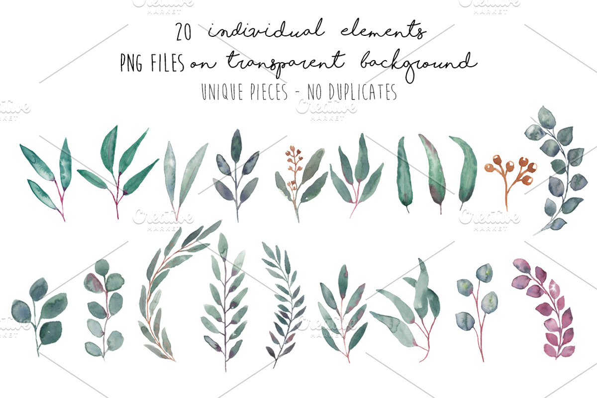 Elegant Watercolor Eucalyptus Leaves, a Texture Illustration by MaraquelaStudio (Photo 4 of 9)