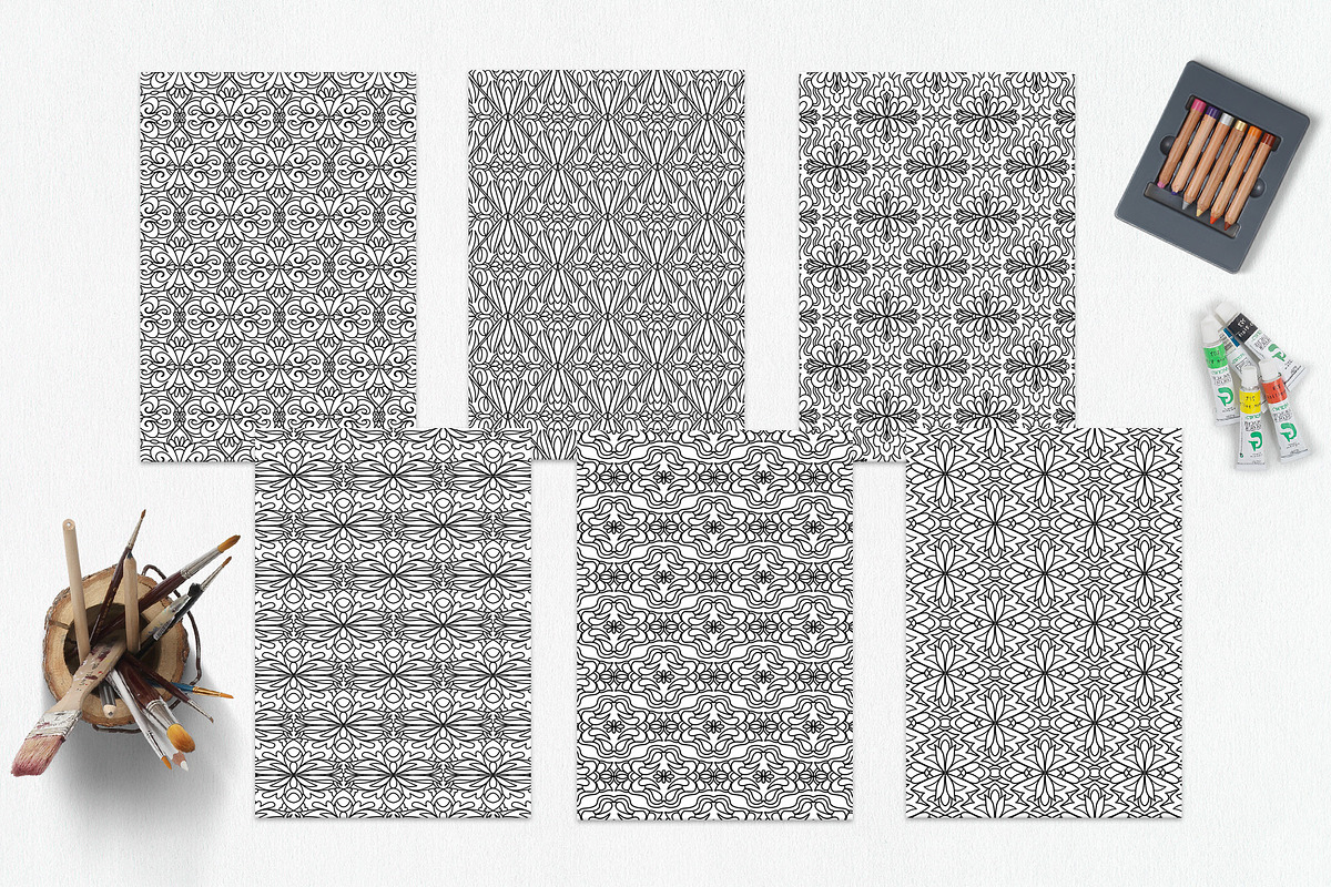 Patterns for coloring PDF,JPG vol-09, a Brochure Template by dnapslvsk (Photo 6 of 6)