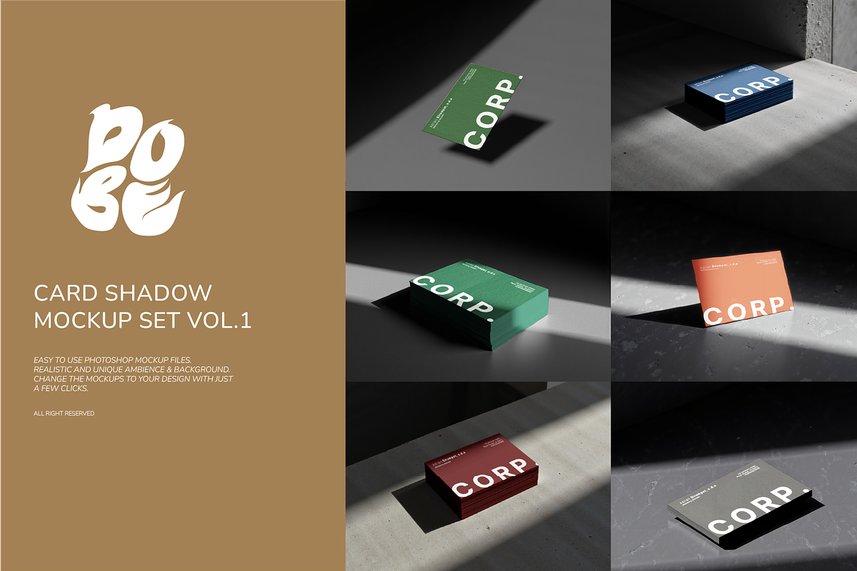 Card Shadow Mockup Set - Vol 1, a Product Mockup by DOBE Studio (Photo 1 of 6)