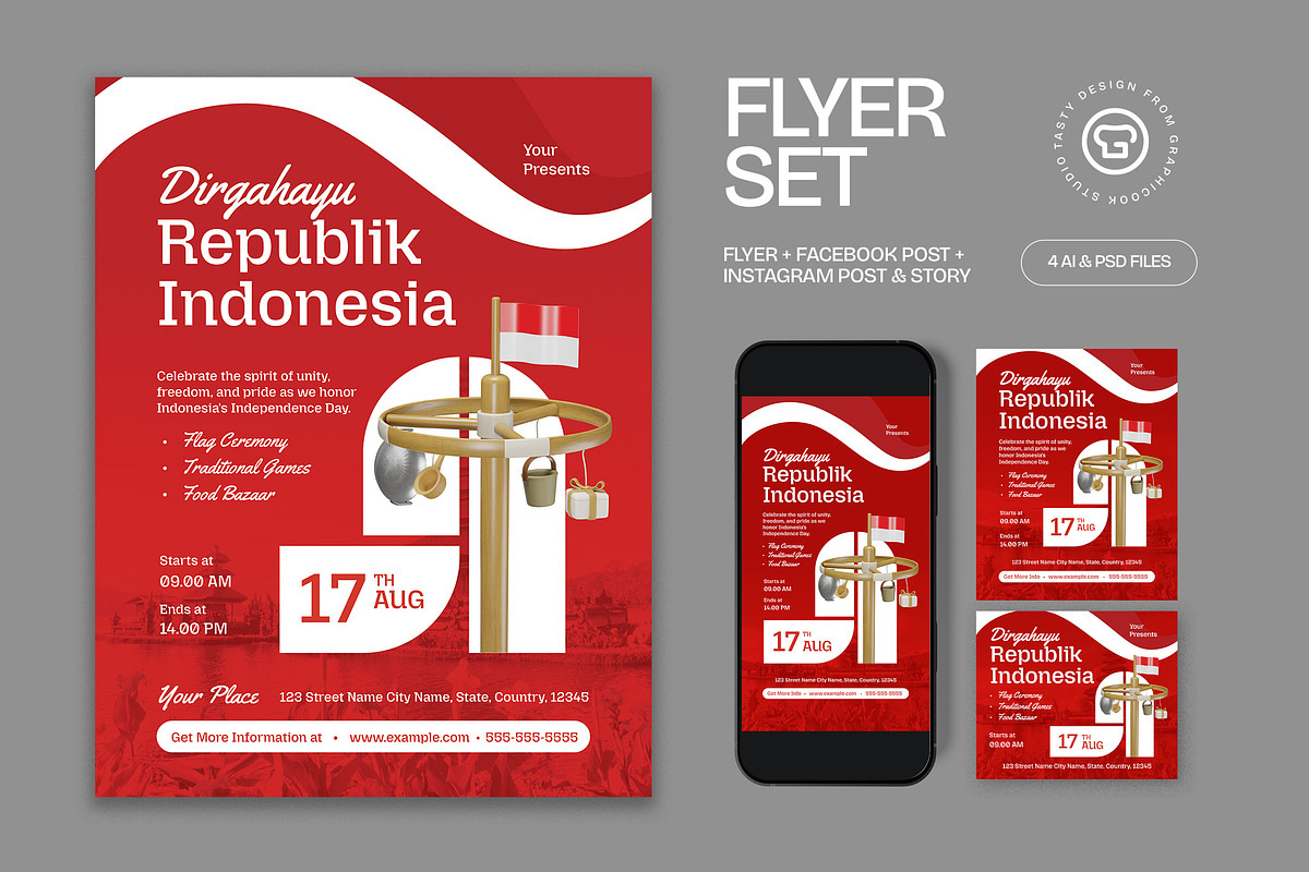 Dirgahayu Republik Indonesia Flyer, a Flyer Template by graphicook (Photo 1 of 3)