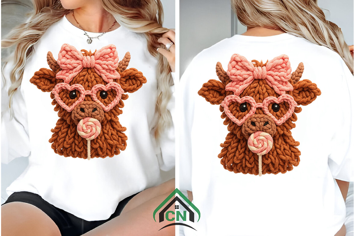Yarn Highland Cow Coquette Valentine, an Illustration by Craft Nest (Photo 6 of 7)