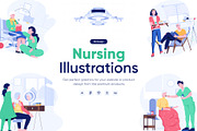 Flat Nursing Illustrations, a Healthcare Illustration by Prosymbols (Thumbnail 1 of 6)