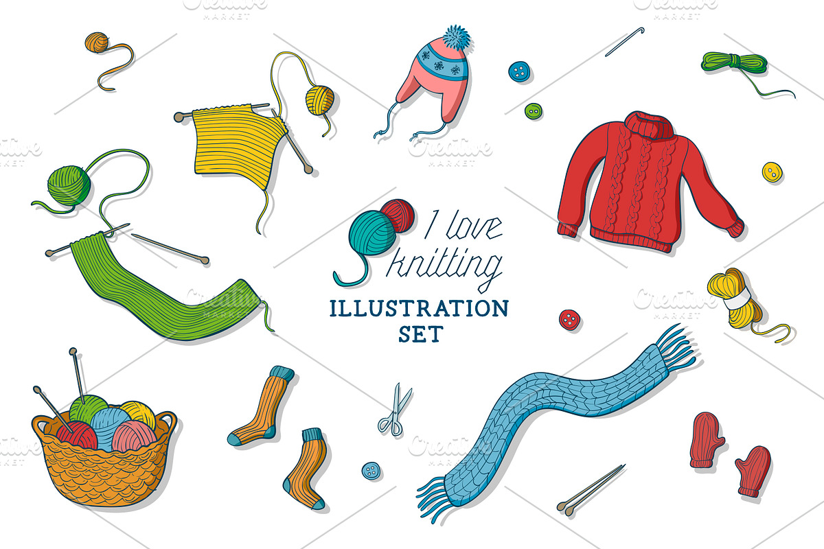 I love knitting illustration set, an Object Illustration by Illustrationsforteachers (Photo 1 of 2)