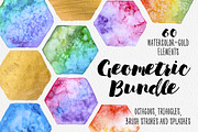 Geometric Watercolor + Gold Bundle, a Texture Graphic by Anna Faun (Thumbnail 1 of 9)