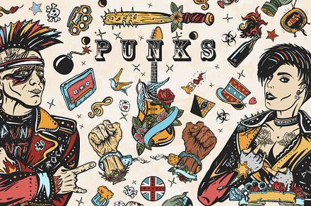 Punks old school tattoo