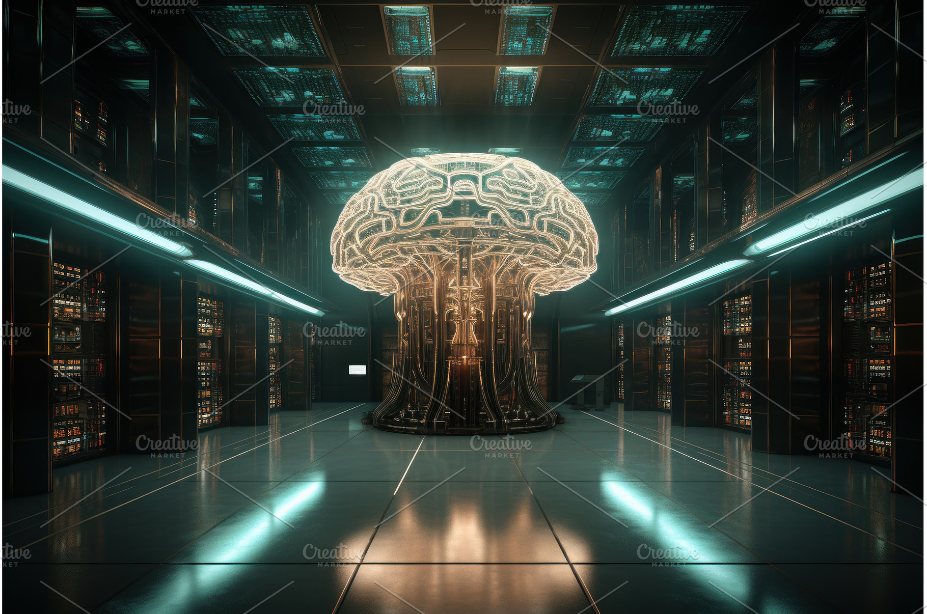 Brain data center. Generate Ai, a Technology Photo by Ylivdesign
