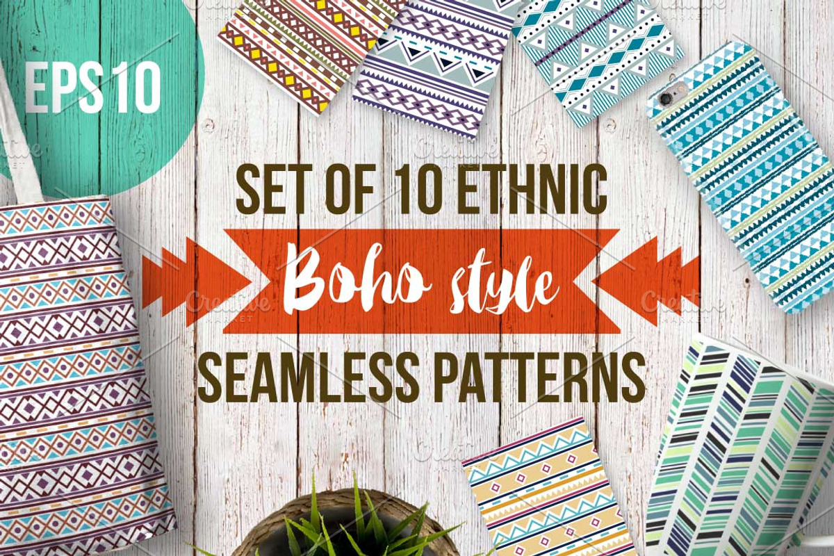 Set of 10 boho seamless patterns, a Pattern Graphic by DruZhi Art (Photo 1 of 4)