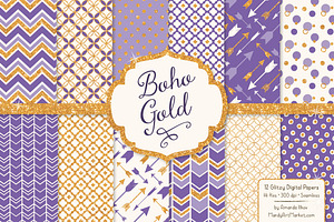 Purple Glitter Bohemian Patterns