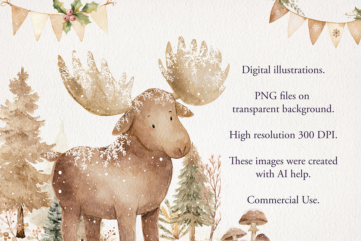 Winter Woodland Clipart 71 PNG, a Seasonal Illustration by EleSArtDesign (Photo 4 of 4)