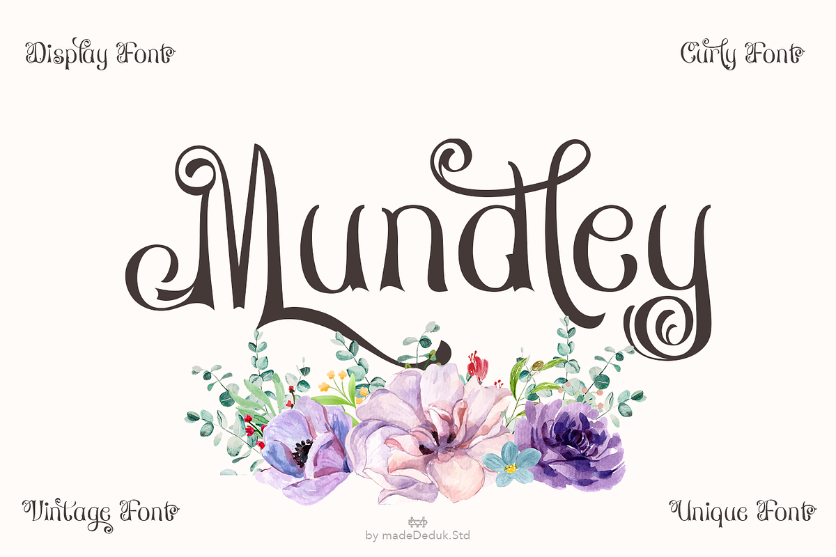 Mundley Display Font, a Script Font by madeDeduk (Photo 1 of 8)