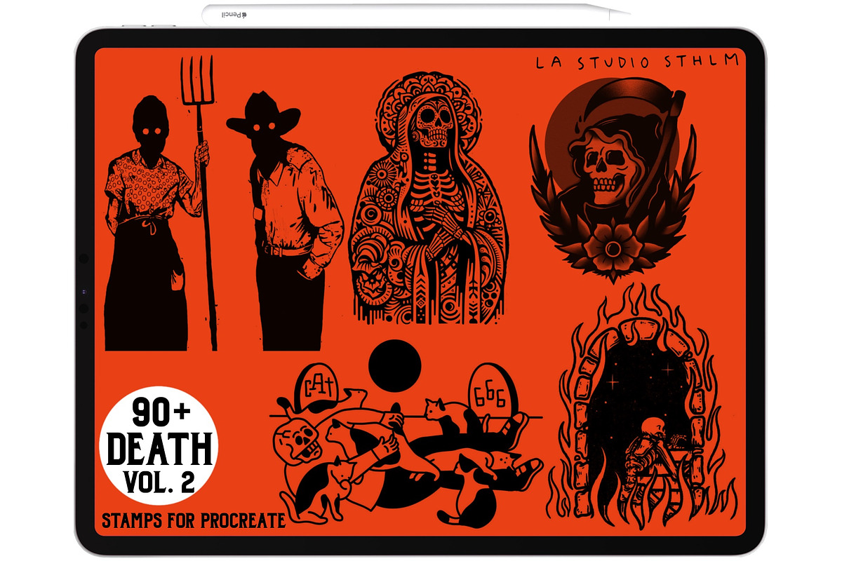 Death Vol. 2 - Procreate Stamp Set, a Brush Add-On by LA Studio Sthlm (Photo 5 of 6)