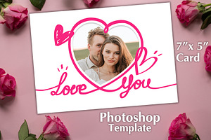 Sweet Heart Love Card PSD Template, a Card Template by PSD templates and Photos