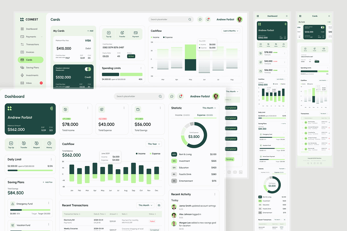 Finance Management Dashboard, an UI Kit Template by peterdraw (Photo 2 of 7)