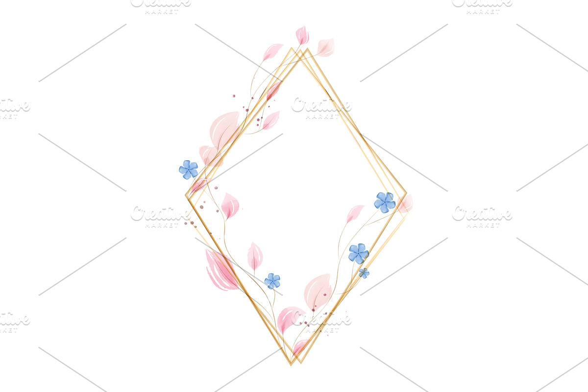 Elegant golden diamond frame adorned, an Illustration by okskukuruza