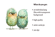 Funny Grumpy Birds Cliparts, an Animal Illustration by Mash Mash Stickers (Thumbnail 2 of 9)