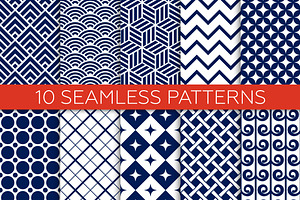 Set of geometric seamless patterns