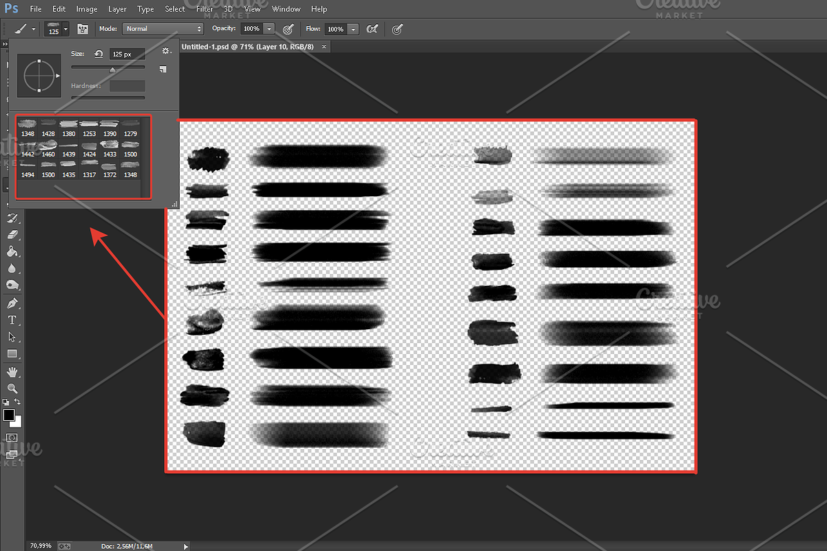 Watercolor brushes set., a Brush Add-On by redstudio (Photo 4 of 8)