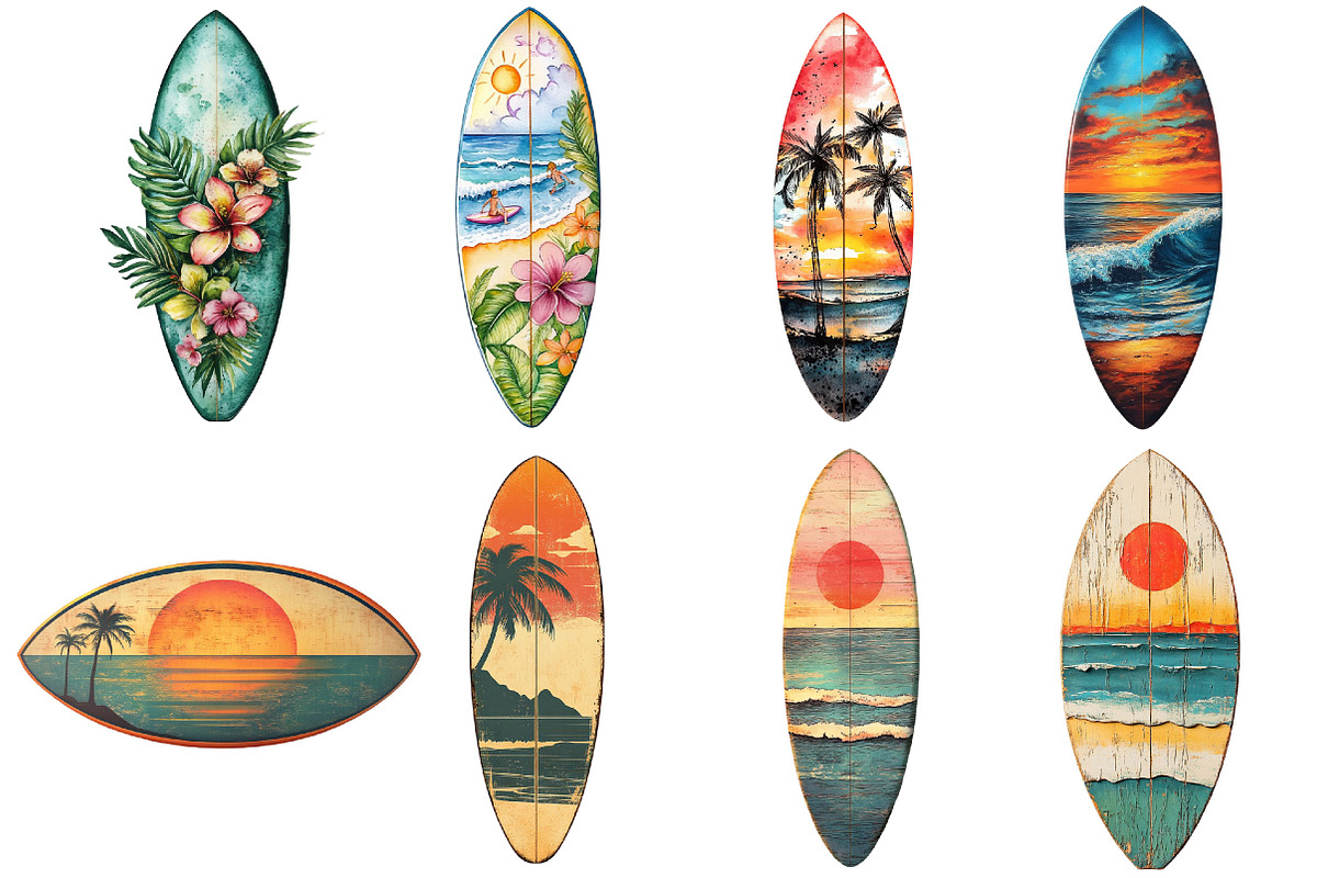 Retro Summer Surfboards Clipart, an Illustration by Pixels.Craft (Photo 6 of 6)