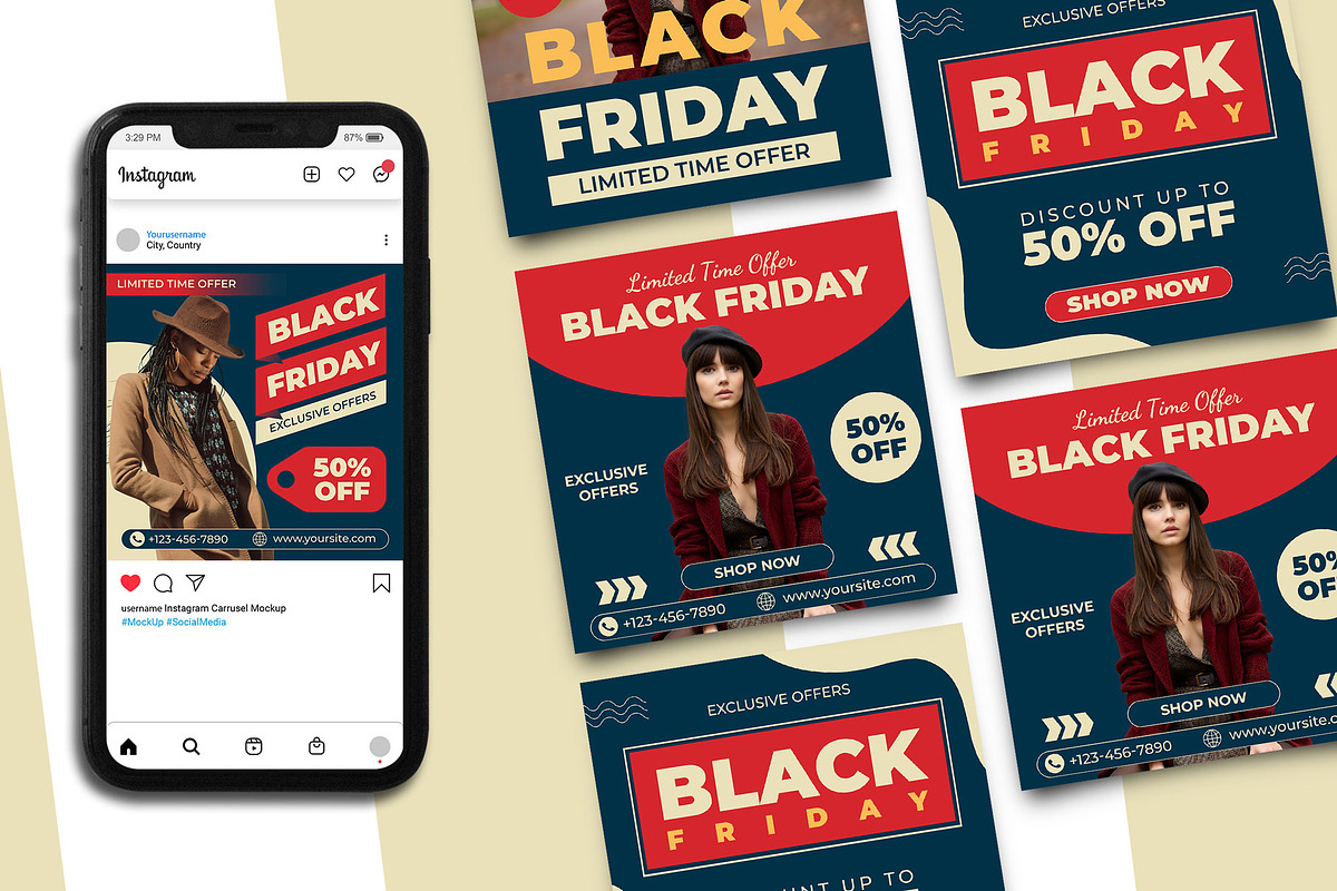 Black Friday Instagram Post Template, a Social Media Template by Artnivora.Std