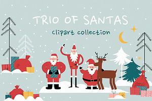 The Santa Trio clipart Collection