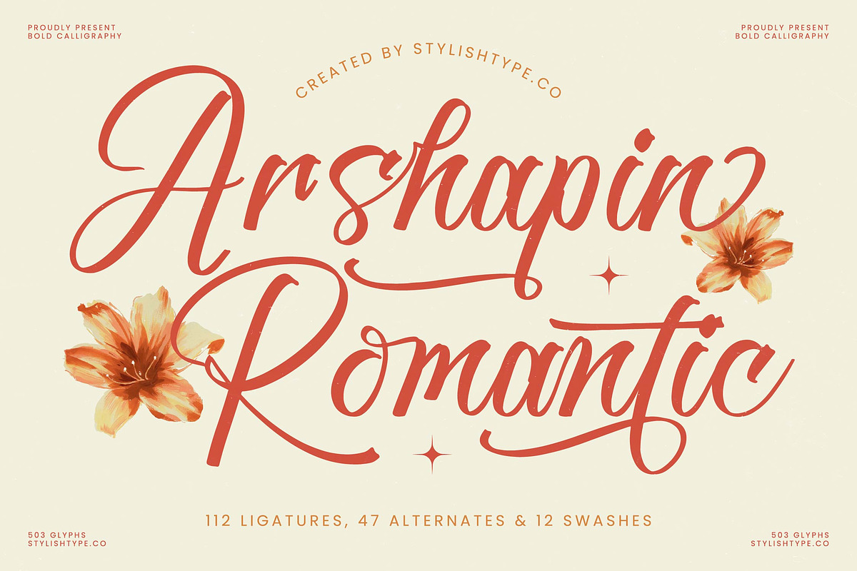 Arshapin Romantic Bold Calligraphy, a Script Font by stylishtype.co (Photo 1 of 20)