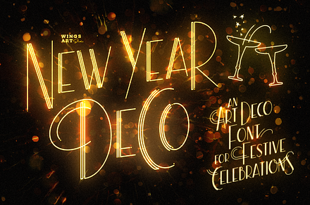 New Year Deco: Art Deco Festive Font, a Font by Wingsart Studio