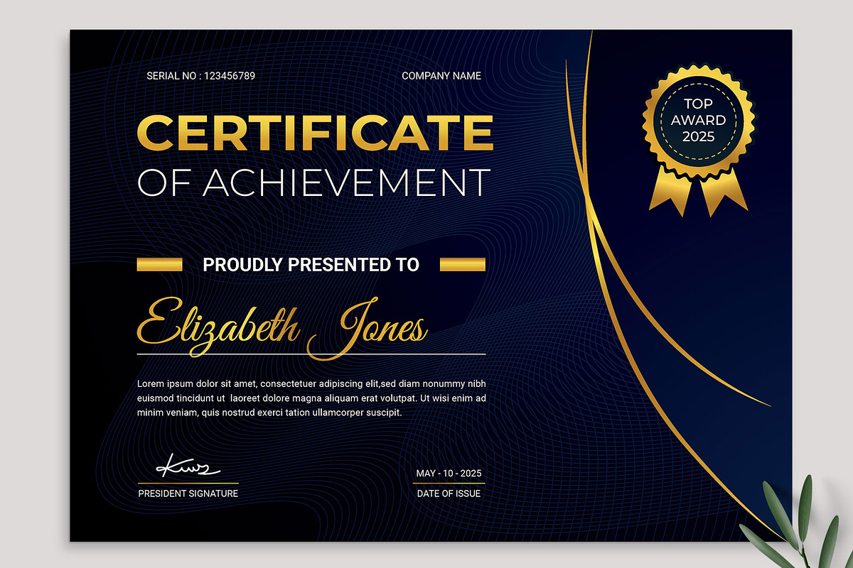 Modern Certificate Layout, a Stationery Template by MightyDesign (Photo 2 of 6)