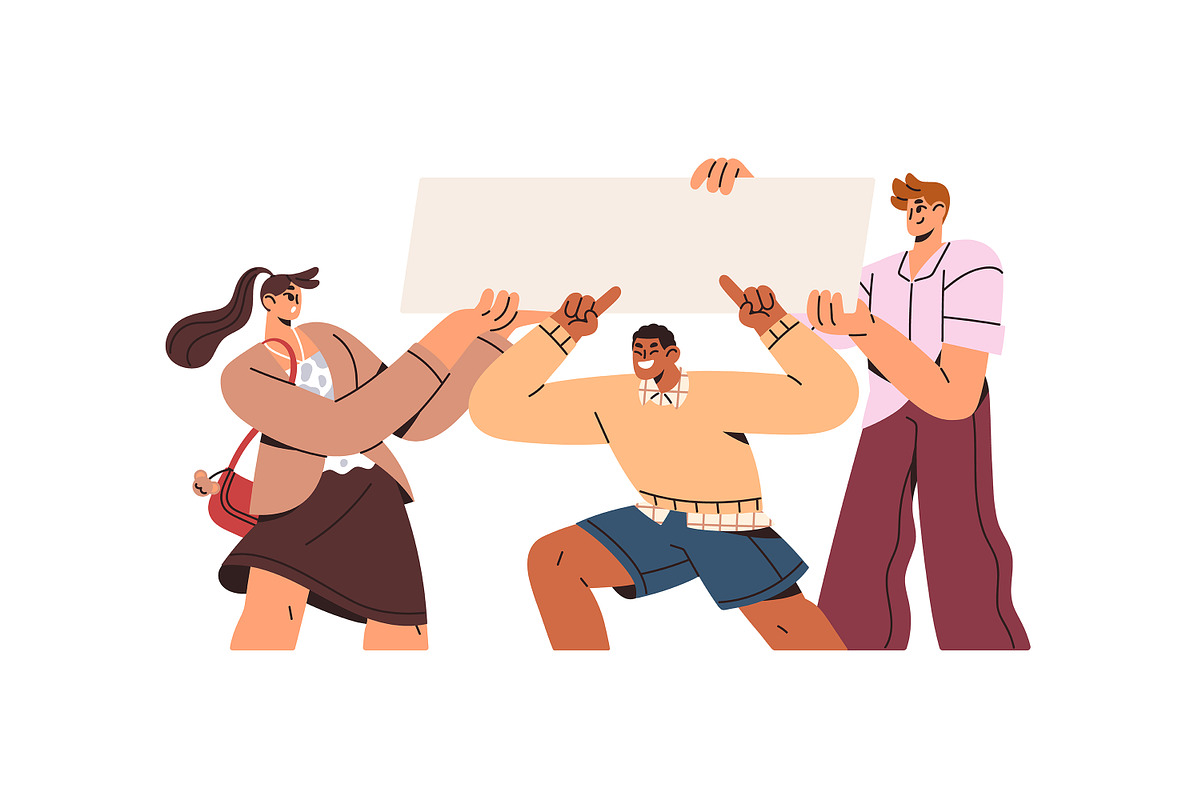 People with blank ad banners set, an Illustration by PaperTrident (Photo 16 of 17)