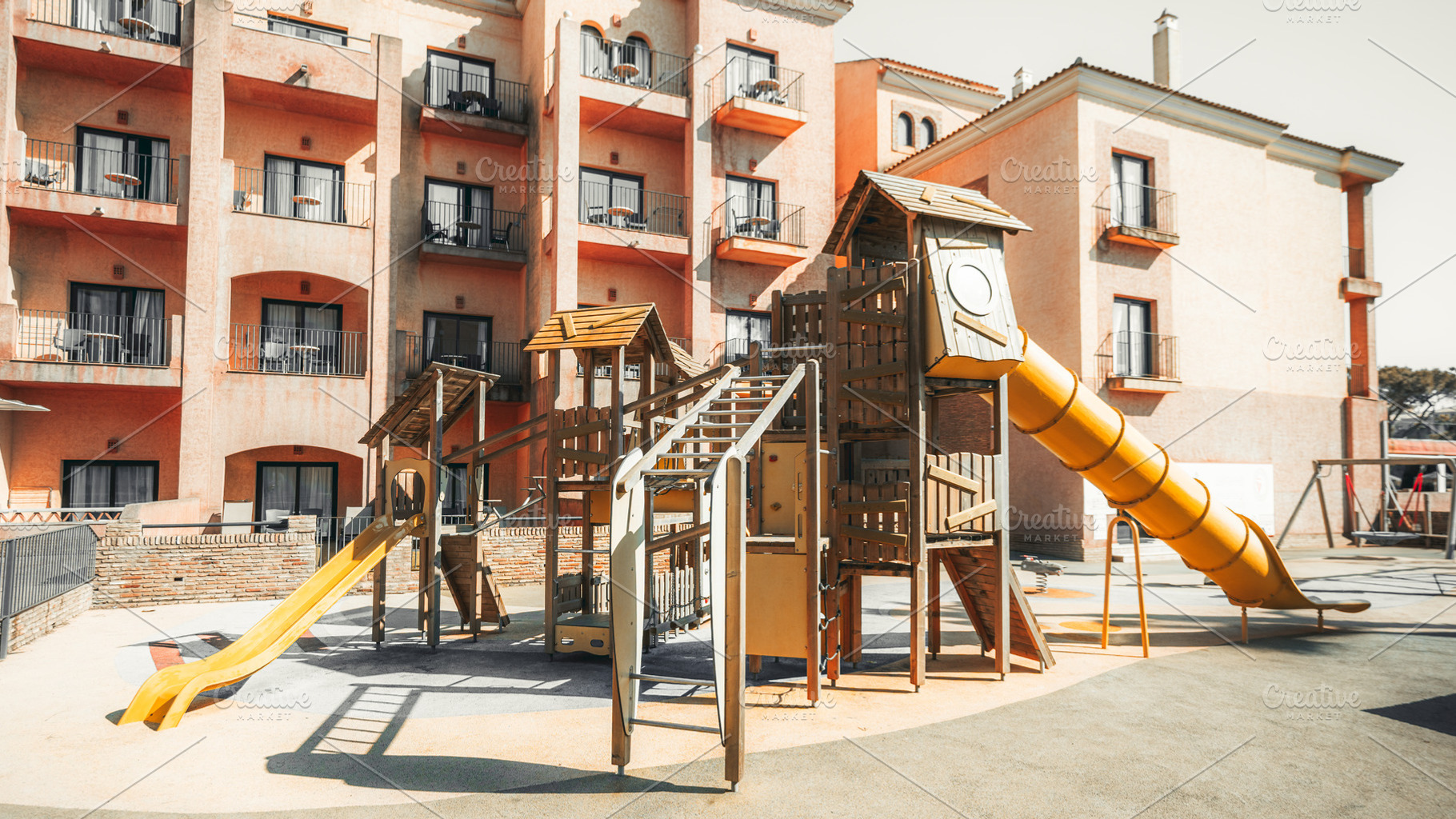 Wooden playground by resort hotel, a Sports & Recreation Photo by SkyNext