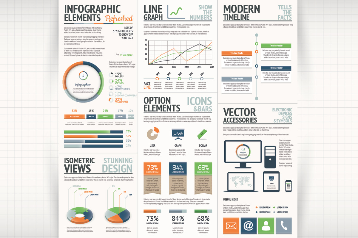 Fresh Infographic Vector Elements, a Work Illustration by Infographic Template Shop