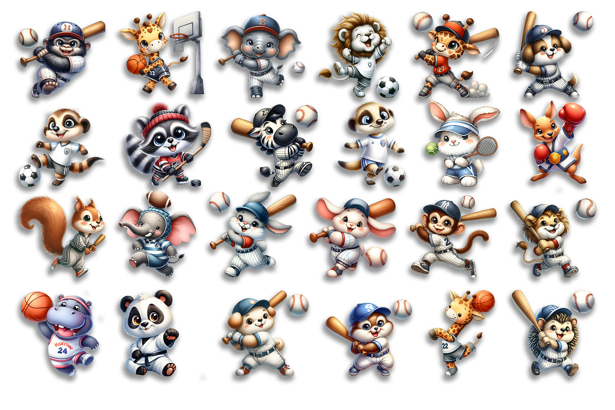 Bright animal sports clipart, an Animal Illustration by ElenazlataArt (Photo 2 of 5)